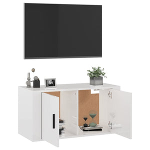 TV-Wandschrank, Hochglanz Weiß, 80 cm