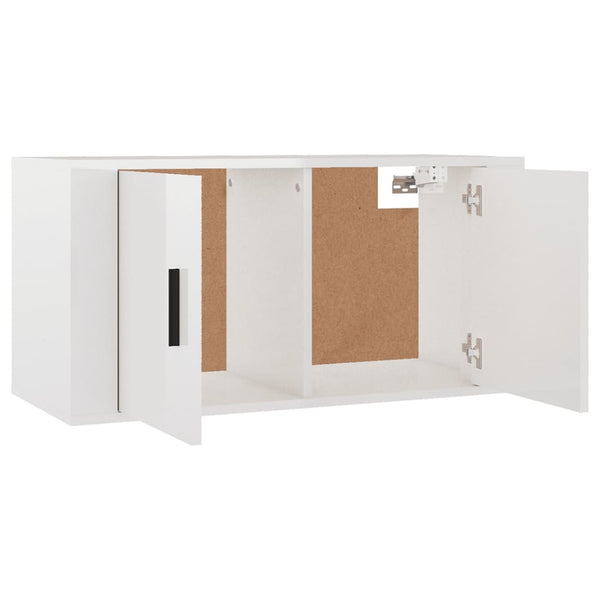 TV-Wandschrank, Hochglanz Weiß, 80 cm
