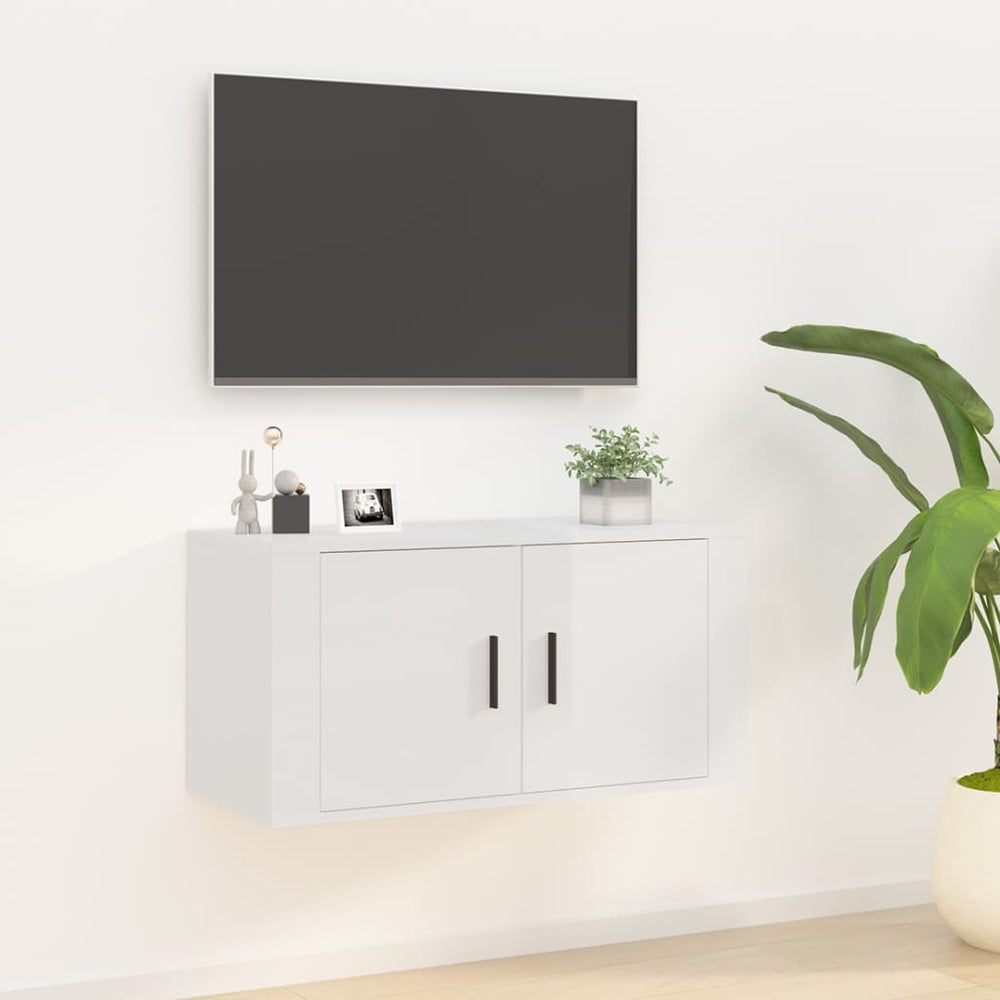 TV-Wandschrank, Hochglanz Weiß, 80 cm