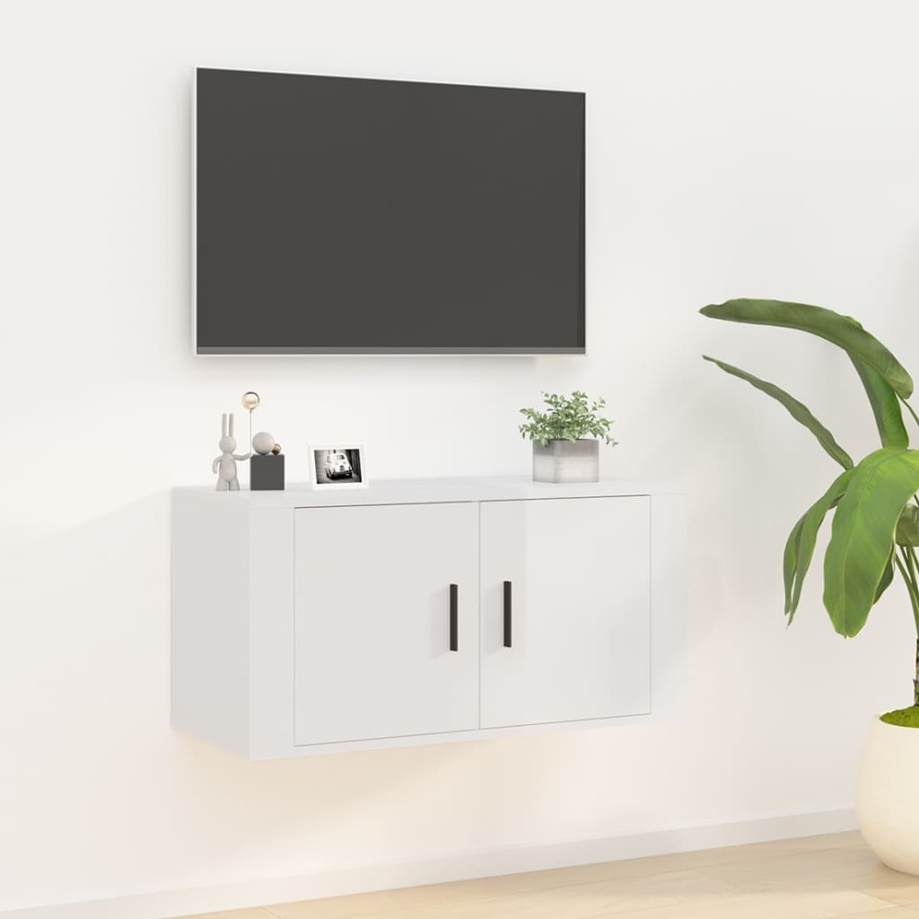 TV-Wandschrank, Hochglanz Weiß, 80 cm