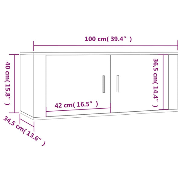 TV-Wandschrank, Betongrau, 100 cm
