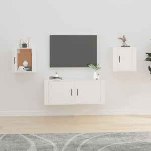 Weiße TV-Wandschränke, 2er-Set, 40 cm