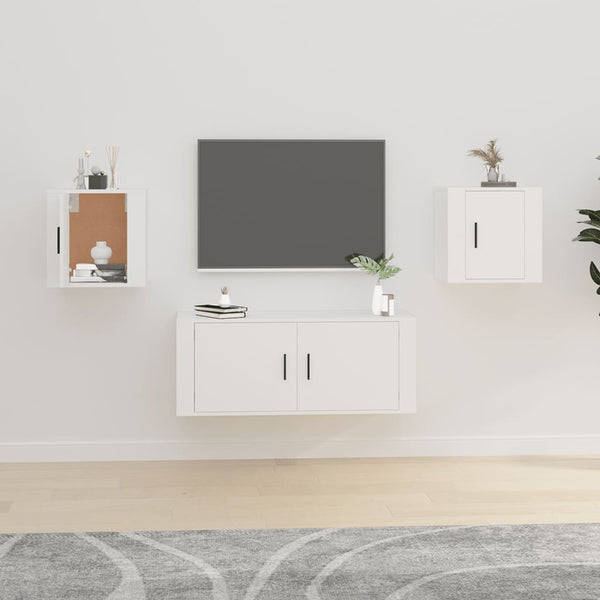 Weiße TV-Wandschränke, 2er-Set, 40 cm