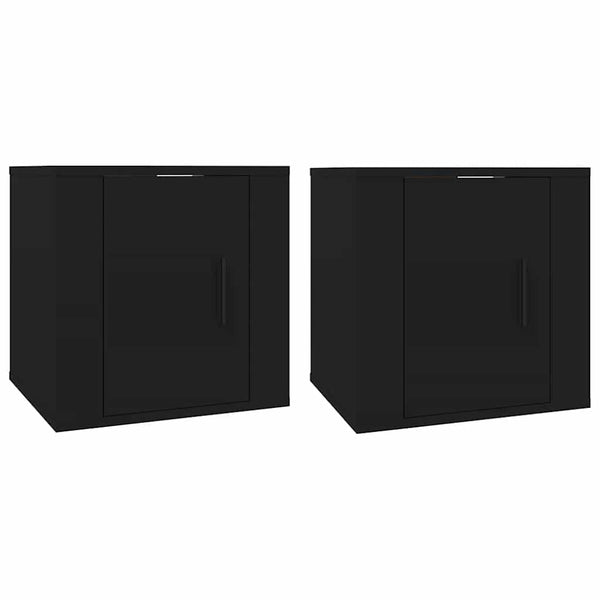 Schwarze TV-Wandschränke, 2er-Set