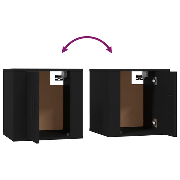 Schwarze TV-Wandschränke, 2er-Set