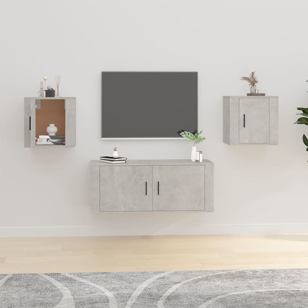 TV-Wandschränke, 2er Set, Betongrau, 40 cm