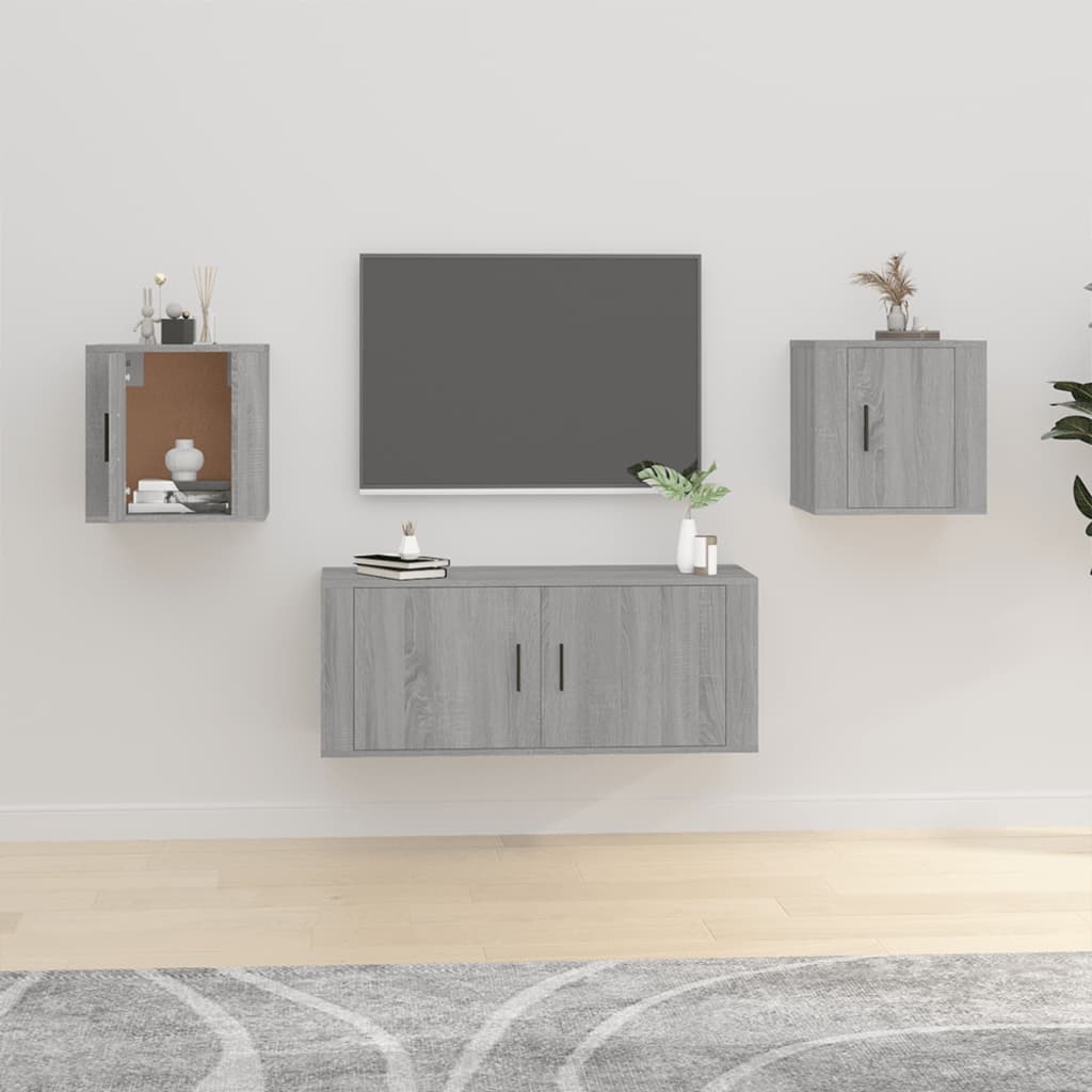 TV-Wandschränke Grau Sonoma 2er Set