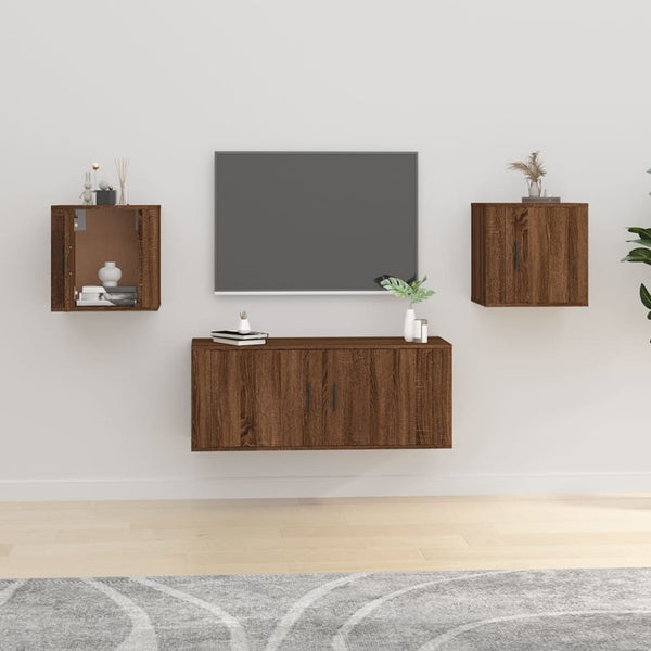 TV-Wandschränke 2er Set Eichenoptik Braun