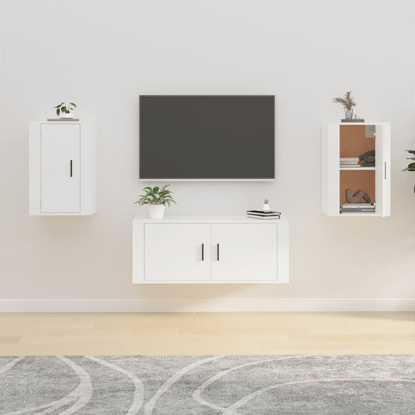 Weiße TV-Wandschränke, 2er-Set