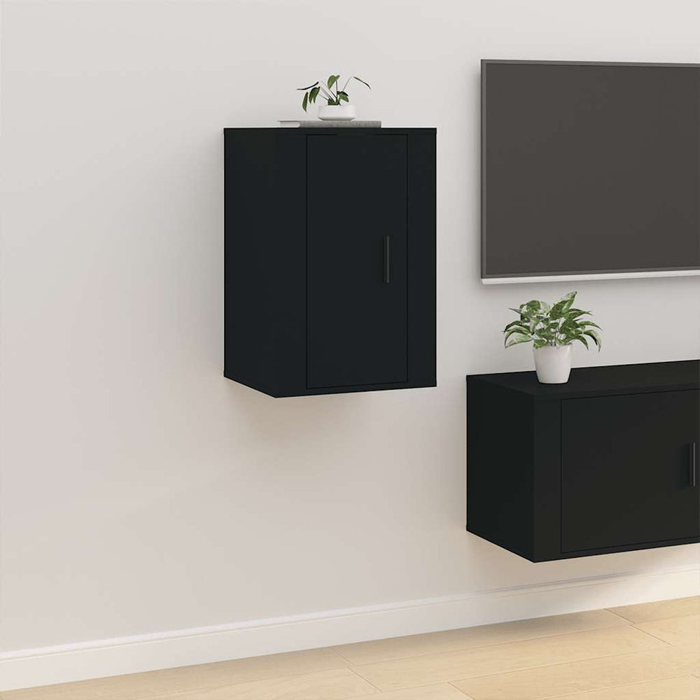 Schwarzer TV-Wandschrank 40 cm