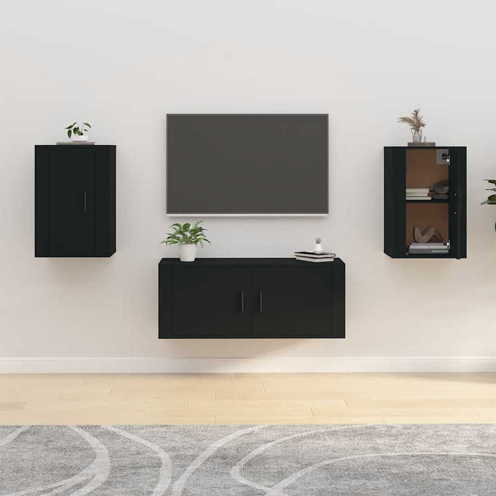 TV-Wandschränke Schwarz, 2er-Set