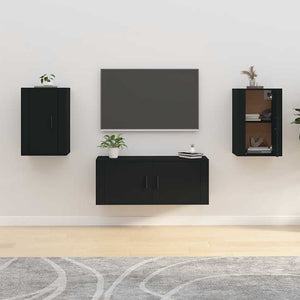 TV-Wandschränke Schwarz, 2er-Set