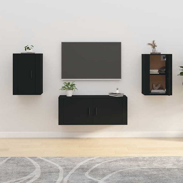 TV-Wandschränke Schwarz, 2er-Set