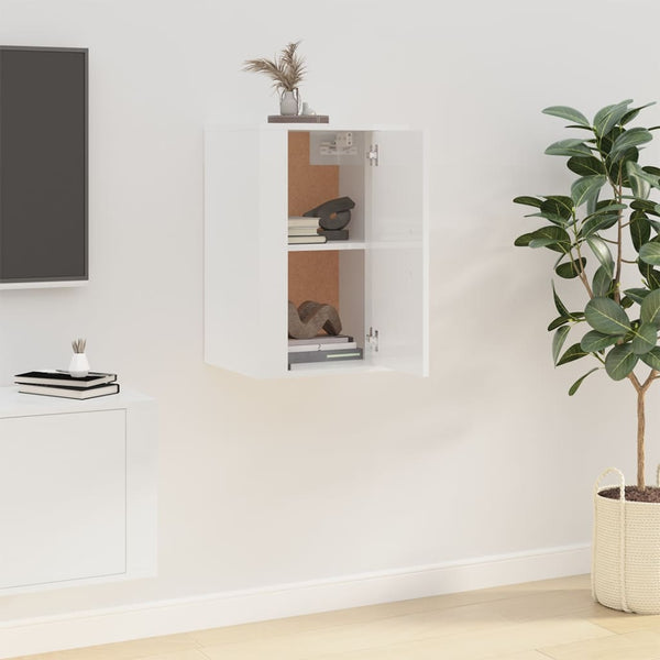 TV-Wandschrank, Hochglanz Weiß, 40 cm