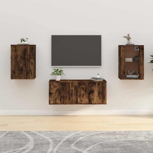 TV-Wandschränke, 2er Set, Räuchereiche