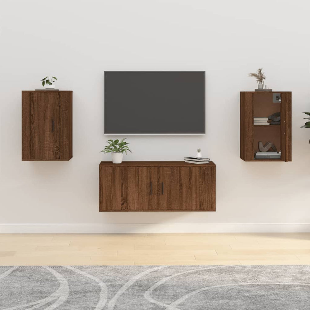 TV-Wandschränke 2er Set Braun Eiche 40x60 cm