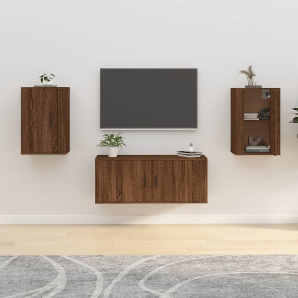 TV-Wandschränke 2er Set Braun Eiche 40x60 cm