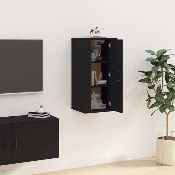 Schwarzer TV-Wandschrank 40x34,5x80 cm