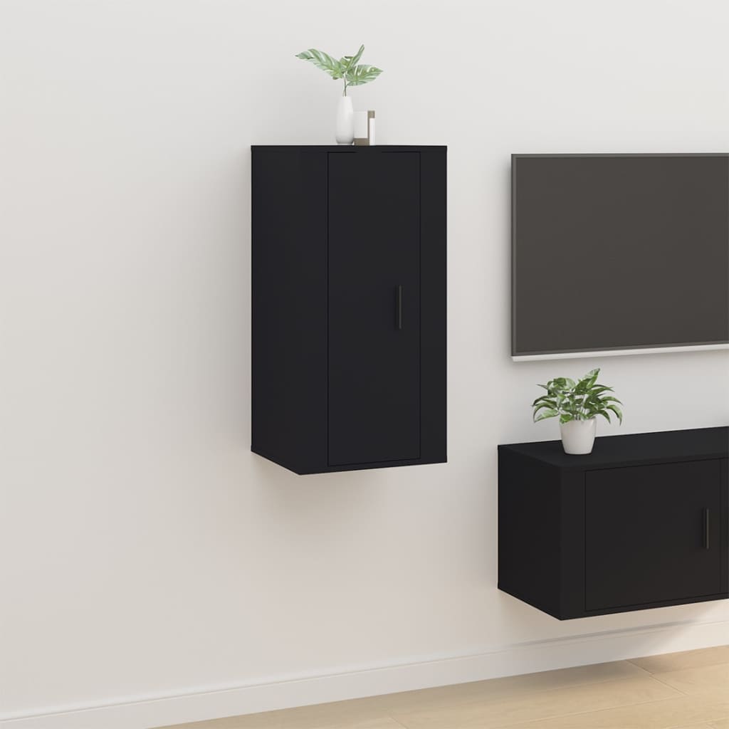 Schwarzer TV-Wandschrank 40x34,5x80 cm