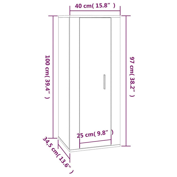 Schwarzer TV-Wandschrank 40x34,5x100 cm