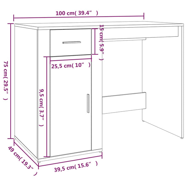 Schreibtisch Weiß 100x49 cm