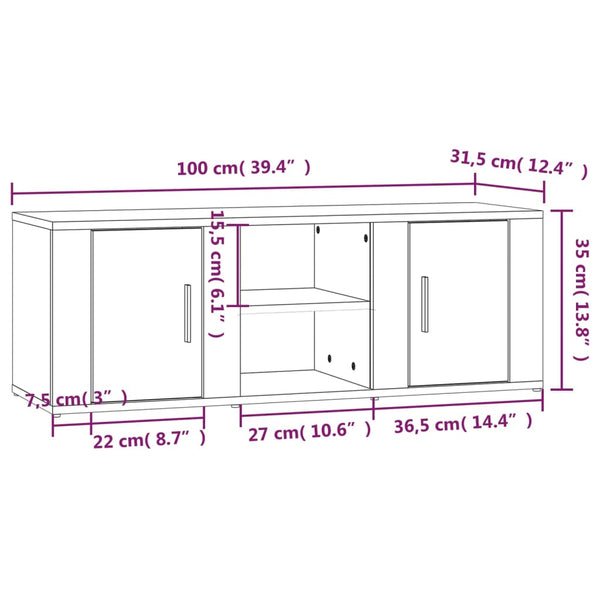 TV-Schrank Betongrau 100 cm