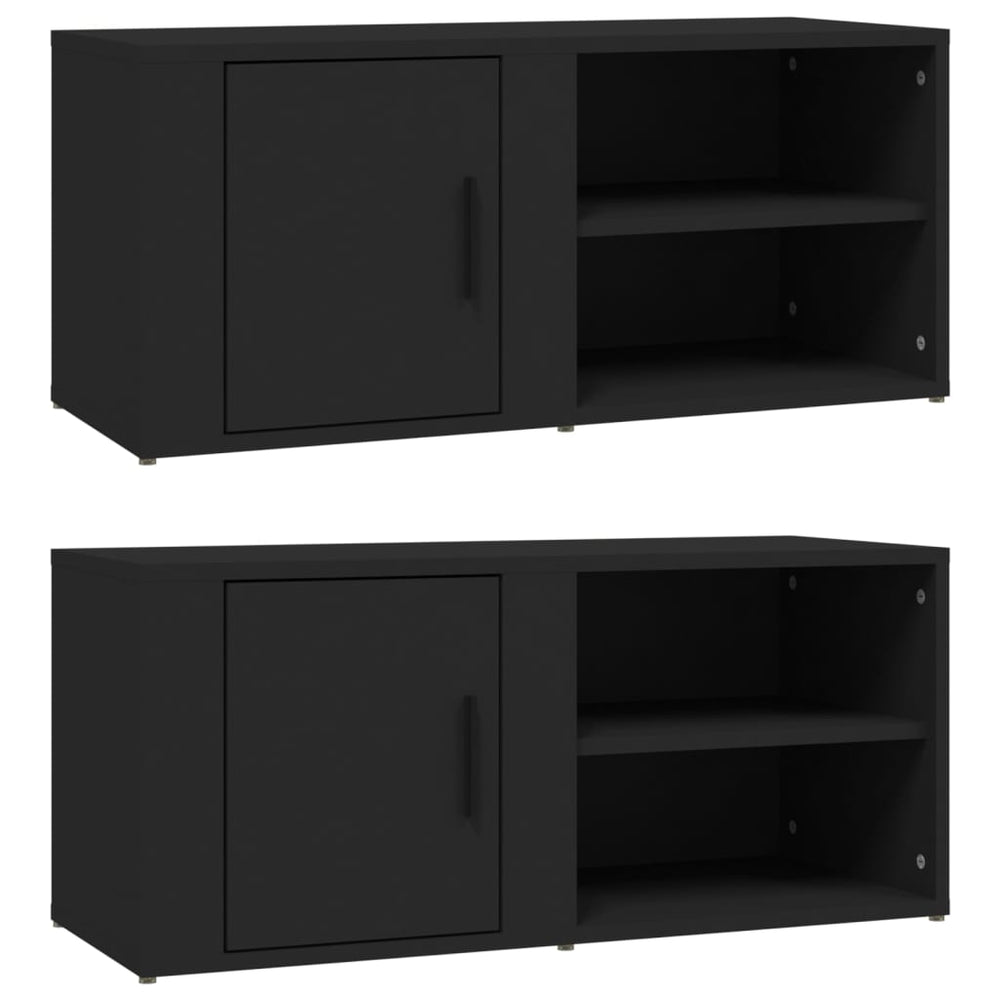 Schwarze TV-Schränke, 2er Set