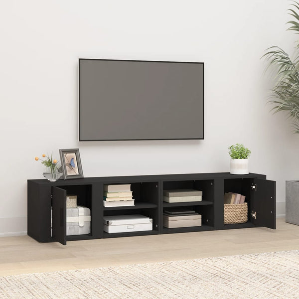 Schwarze TV-Schränke, 2er Set