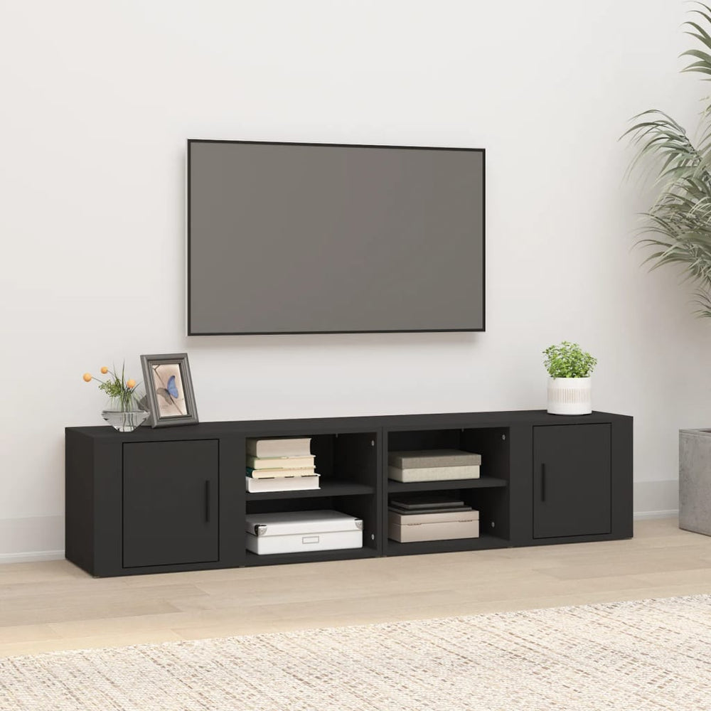 Schwarze TV-Schränke, 2er Set