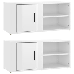 TV-Schränke Weiß Hochglanz 80 cm, 2er-Set