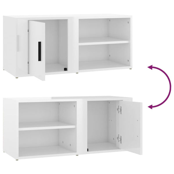 TV-Schränke Weiß Hochglanz 80 cm, 2er-Set