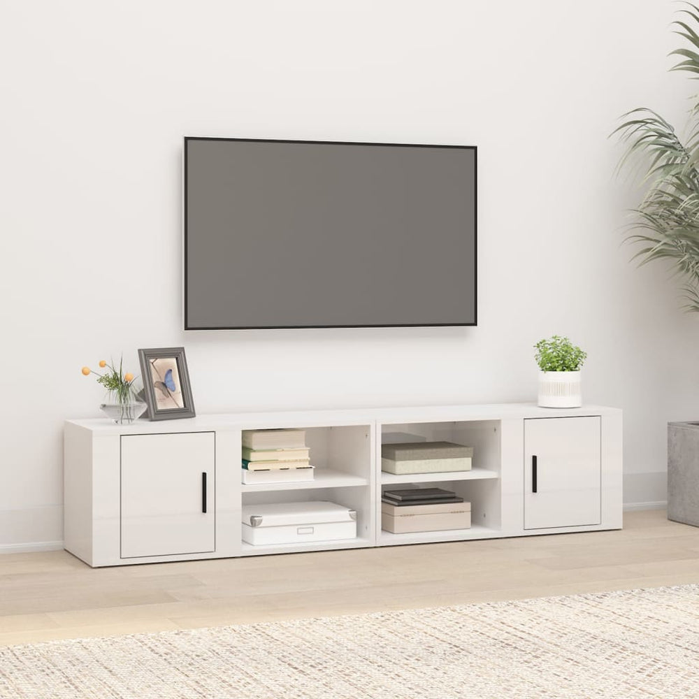 TV-Schränke Weiß Hochglanz 80 cm, 2er-Set
