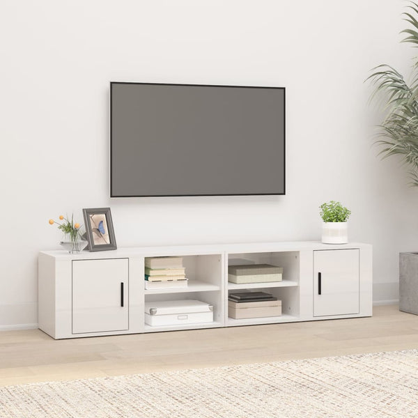 TV-Schränke Weiß Hochglanz 80 cm, 2er-Set
