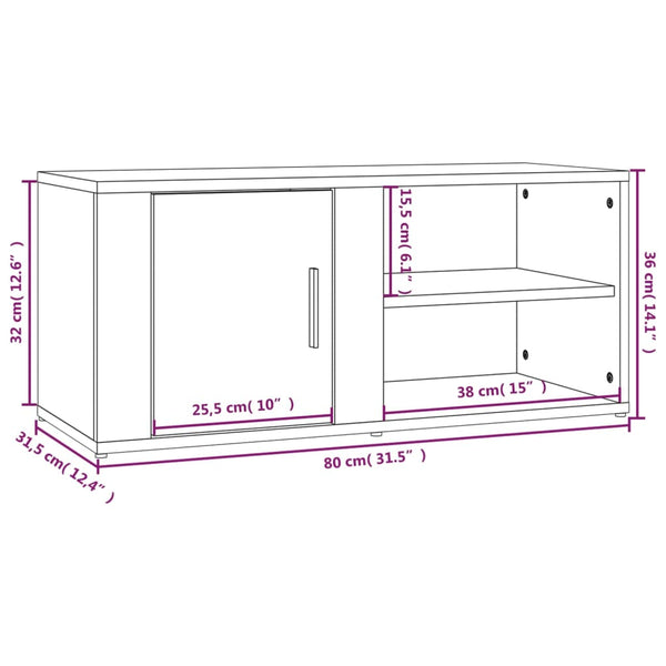 TV-Schränke Betongrau 80 cm, 2er-Set