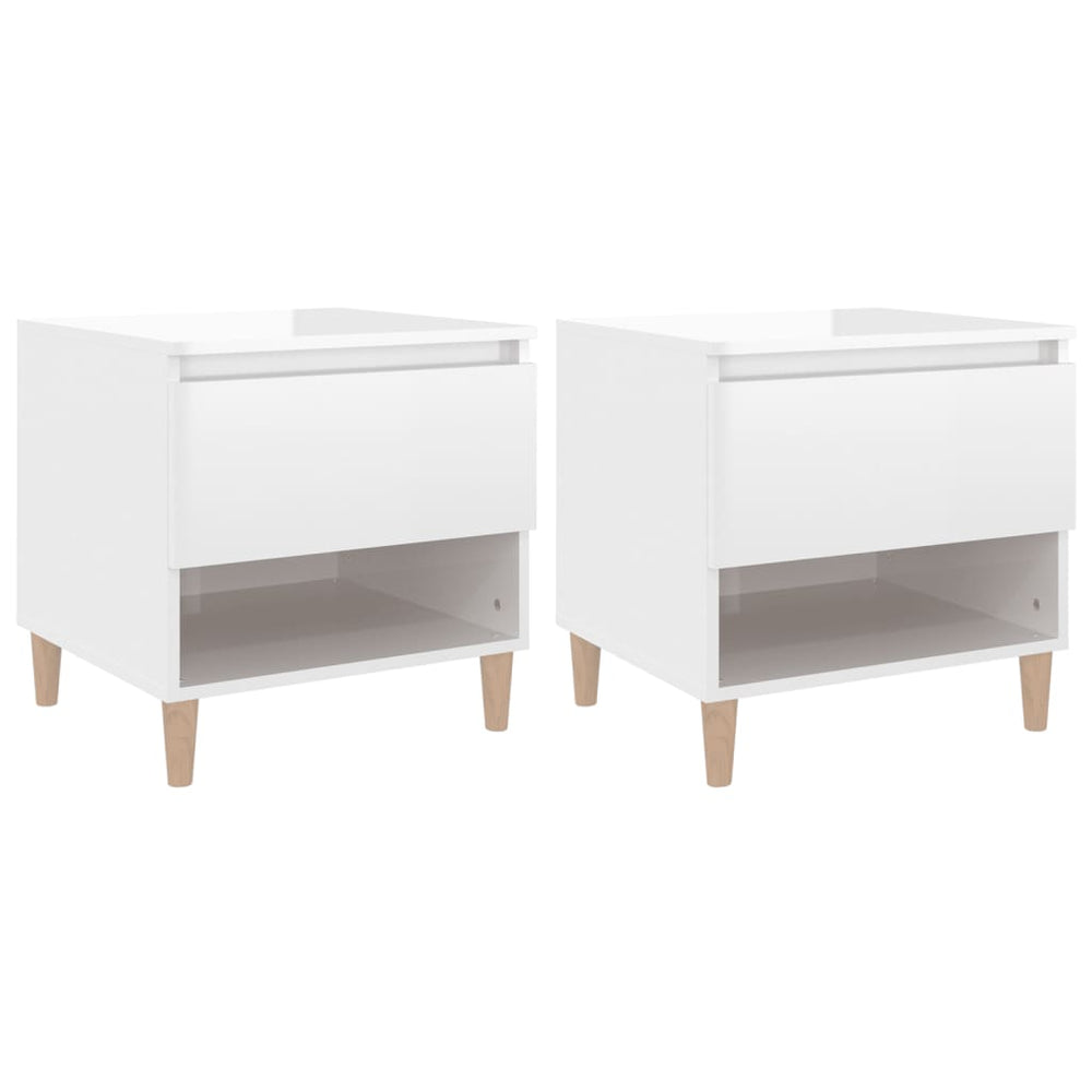 vidaXL Nightstands 2 pcs. High Gloss White 50x46x50 cm Engineered Wood