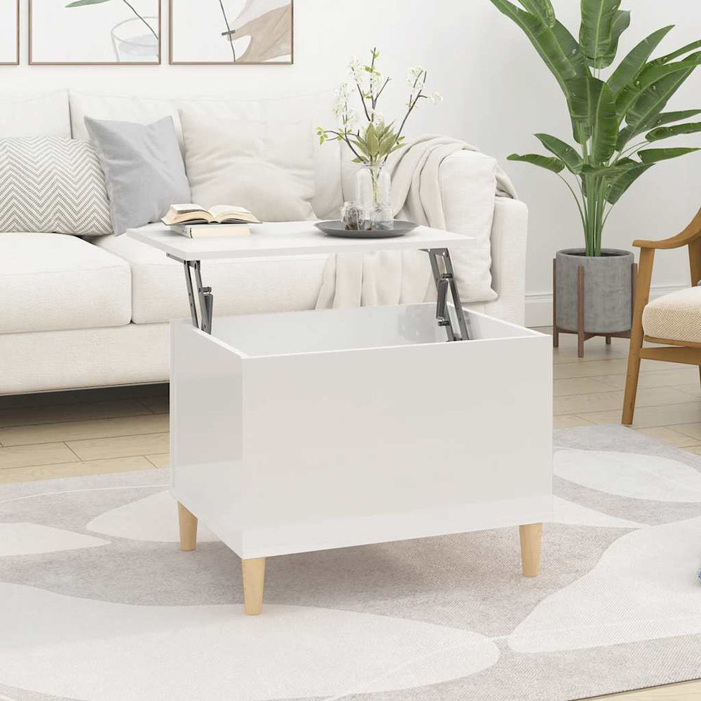 vidaXL Coffee Table High-Gloss White 60x44.5x45 cm Engineered Wood
