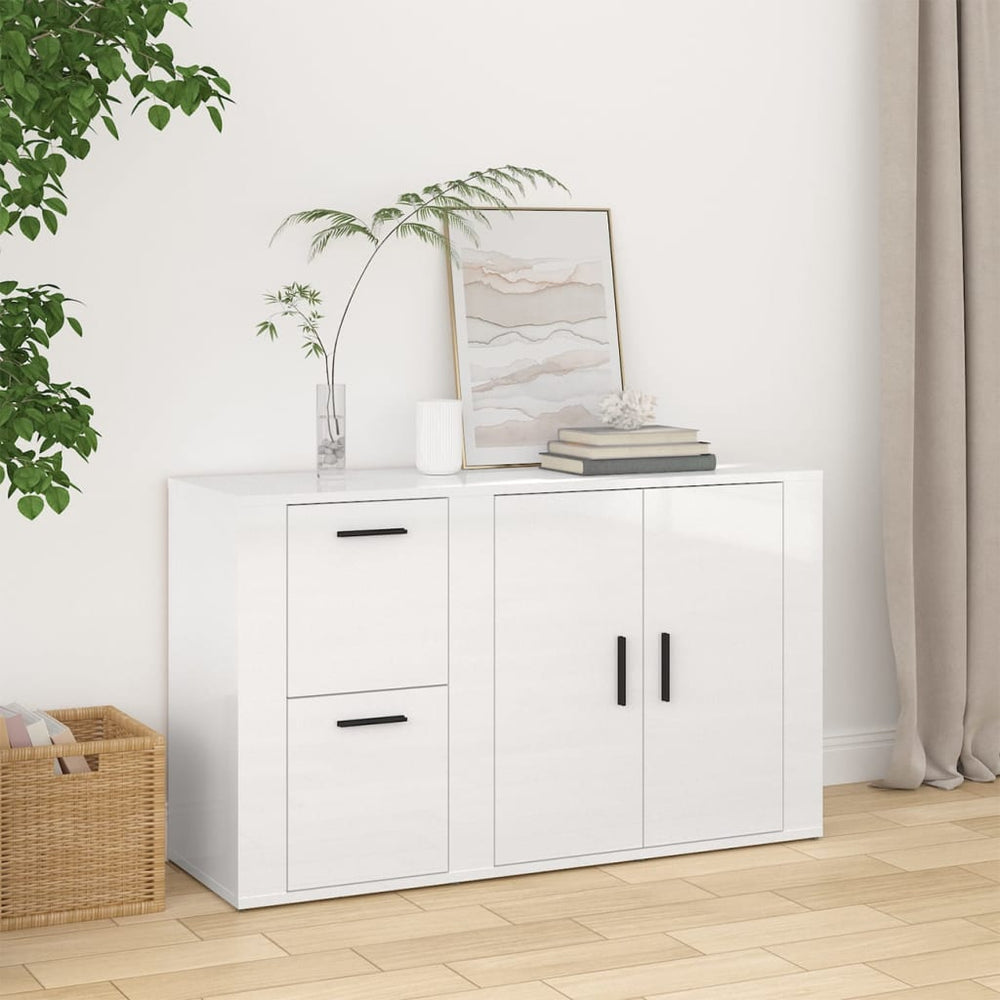 vidaXL Sideboard High-Gloss White 100x33x59.5 cm Engineered Wood
