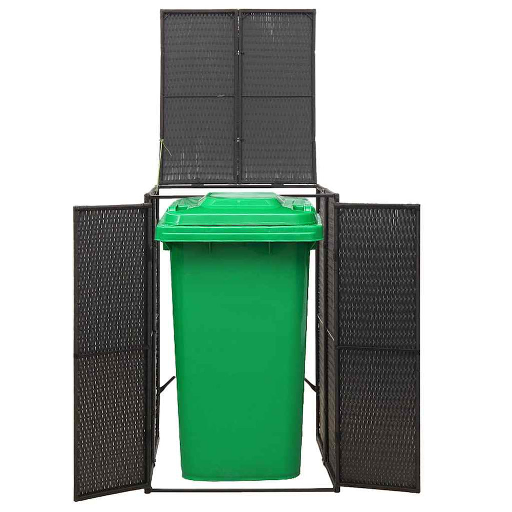 Mülltonnenbox für 1 Tonne - Schwarz Poly Rattan