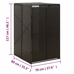vidaXL Abri pour poubelles 1 bac Noir 70x80x117 cm Résine tressée