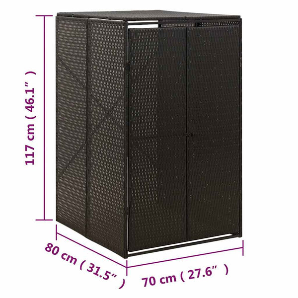 vidaXL Abri pour poubelles 1 bac Noir 70x80x117 cm Résine tressée