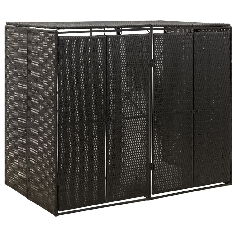 Mülltonnenbox für 2 Tonnen - Schwarz Poly Rattan