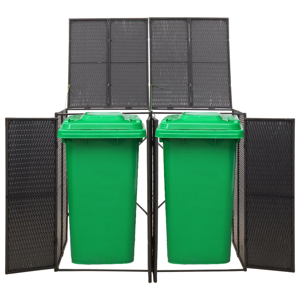 Mülltonnenbox für 2 Tonnen - Schwarz Poly Rattan