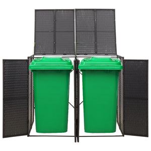 Mülltonnenbox für 2 Tonnen - Schwarz Poly Rattan