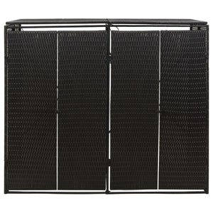 Mülltonnenbox für 2 Tonnen - Schwarz Poly Rattan