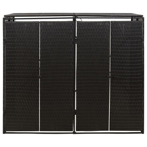 Mülltonnenbox für 2 Tonnen - Schwarz Poly Rattan