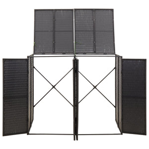 Mülltonnenbox für 2 Tonnen - Schwarz Poly Rattan