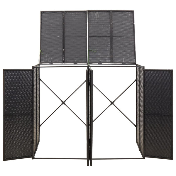 Mülltonnenbox für 2 Tonnen - Schwarz Poly Rattan