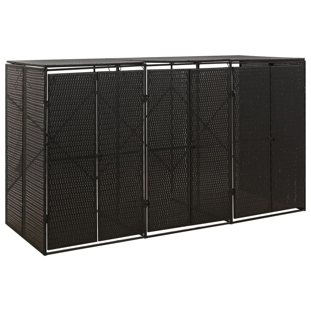 Mülltonnenbox für 3 Tonnen - Schwarz Poly Rattan
