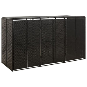 Mülltonnenbox für 3 Tonnen - Schwarz Poly Rattan