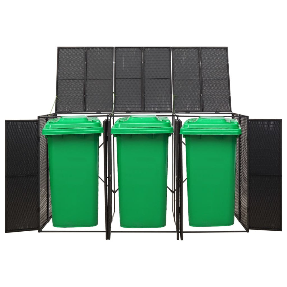 Mülltonnenbox für 3 Tonnen - Schwarz Poly Rattan